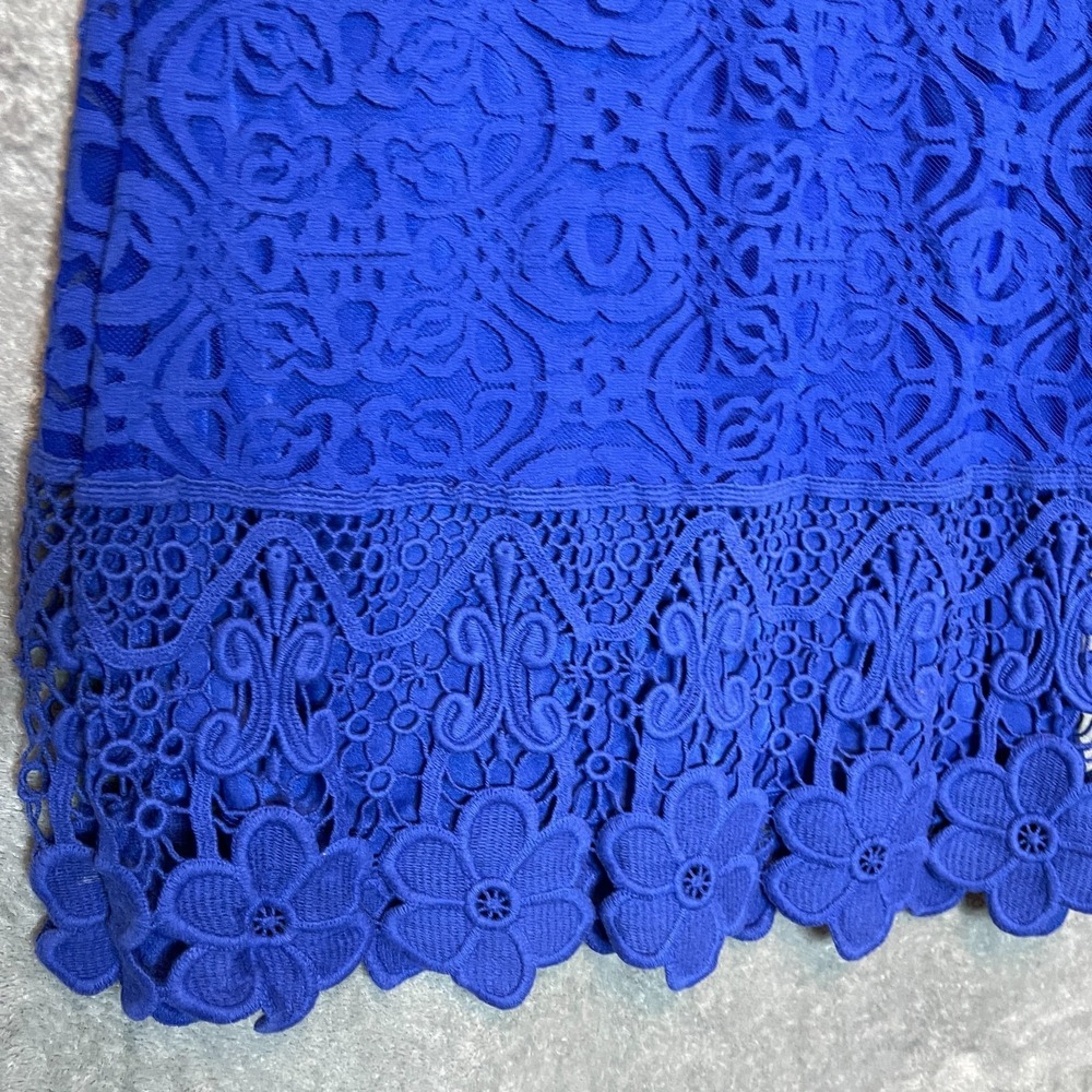 Alfani Women Crochet Shift Dress PM Royal Blue Wedding Guest Romantic Feminine - Picture 5 of 12